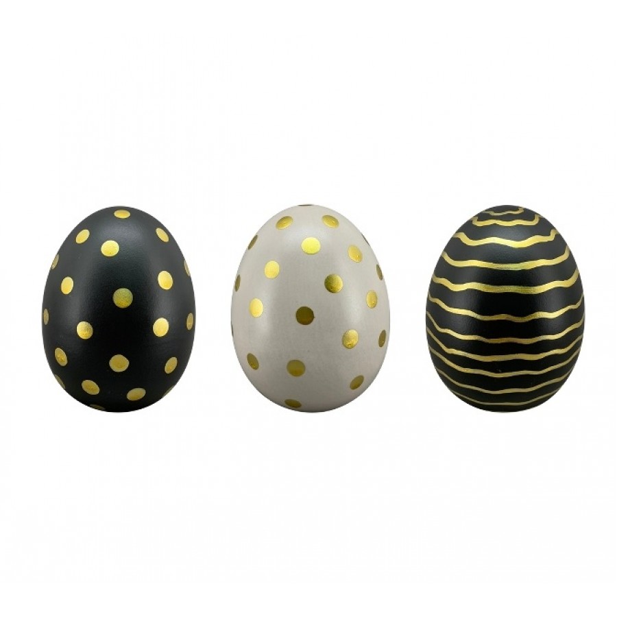 Πασχαλινά Αυγά Πορσελάνη Χρυσό/Λευκό/Γκρί/Μαύρο Baden Collection  